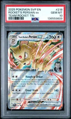 2025 POKEMON SVP EN-SV BLACK STAR PROMO #218 TEAM ROCKET'S PERSIAN EX PSA 10 - Image 1