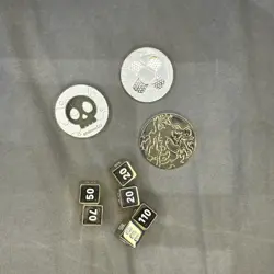 Charizard UPC Metal Coin, Damage Counters, + Special Condition Markers - Unused - Image 1