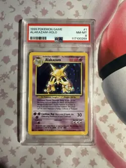 Pokemon Alakazam Holo Rare Base Set #1 PSA 8 Near Mint Mint 1/102 - Image 1