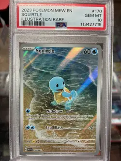 2023 Pokemon Mew En #170 Squirtle Illustration Rare PSA 10 Gem Mint - Image 1