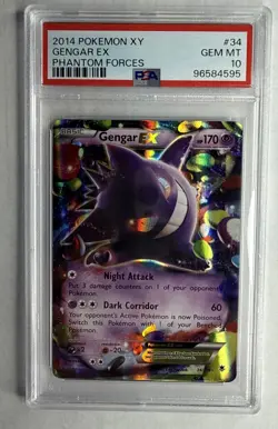 2014 POKEMON XY PHANTOM FORCES #34 GENGAR EX PSA 10 English Gem Mint - Image 1