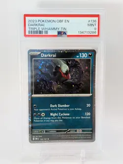 Darkrai Triple Whammy Tin Pokemon Obf En-Obsidian Flames 136 Cosmos Holo PSA 9 - Image 1