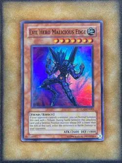 Yugioh Evil Hero Malicious Edge GLAS-EN003 Super Rare LP - Image 1