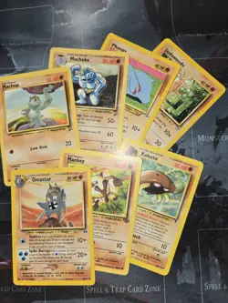 Vintage Pokemon 7 Card Lot Fighting Mankey, Machop, Base Set 2 HP/DAM - Image 1