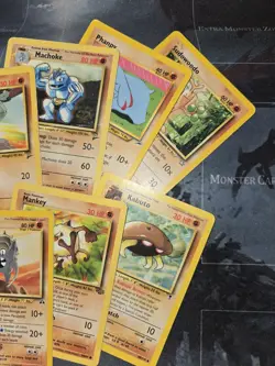 Vintage Pokemon 7 Card Lot Fighting Mankey, Machop, Base Set 2 HP/DAM - Image 3