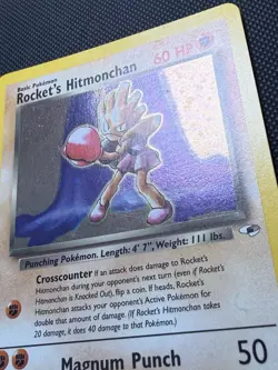 Rocket’s Hitmonchan 11/132 Gym Heroes Pokemon Card NM - Image 3