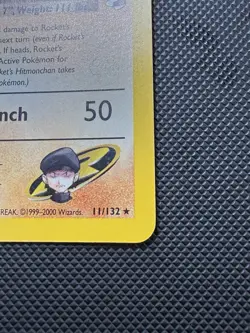 Rocket’s Hitmonchan 11/132 Gym Heroes Pokemon Card NM - Image 4