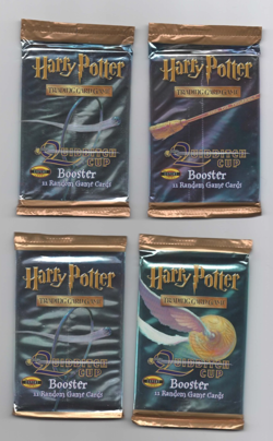 (4) Four Sealed 2001 HARRY POTTER Trading Card Game QUIDDITCH CUP Booster Packs - Image 1