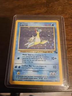 Pokemon TCG Lapras Fossil Holo Unlimited Rare Card 10/62 NM - Image 1