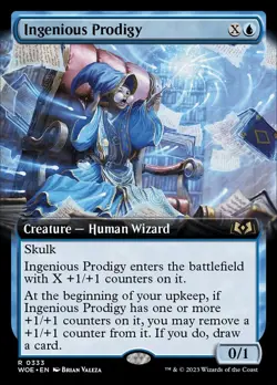 Ingenious Prodigy: Magic the Gathering Wilds of Eldraine EXTENDED ART Rare - Image 1