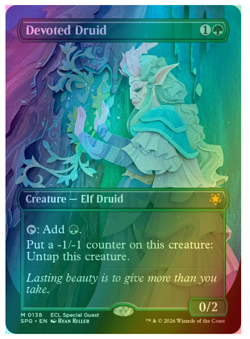 Devoted Druid - Foil - Borderless Special Guests Lorwyn Eclipsed MTG - Image 1