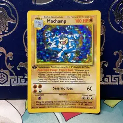 Pokemon 1st Edition Machamp 8/102 Holo Rare Base Set LP + - Image 1