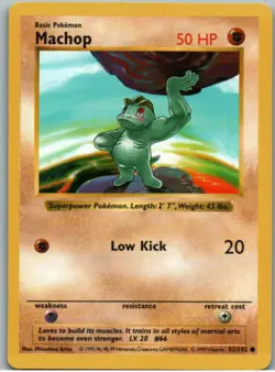 Pokemon Card Machop 52/102 Shadowless Base Set NM - Image 1