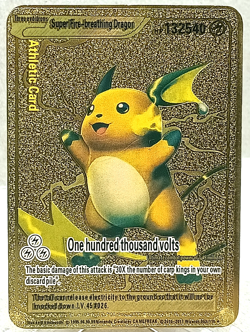 Super Fire Breathing Dragon (Raichu) Gold Foil Custom Fan Art Pokemon Card - Image 1