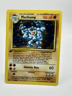 Pokemon TCG Machamp 1st Edition Holo Rare Base Set 8/102 - LP - Image 1