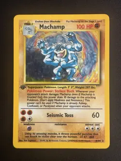 1st Edition Machamp 8/102 Pokemon Base Set Holo Rare LP-MP - Image 1