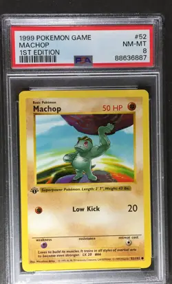 1999 Pokemon Game Base Set 1st Edition #52 MACHOP PSA 8 Shadowless - Image 1