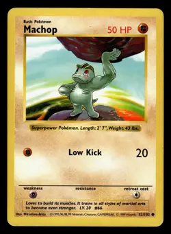 Pokemon Machop 52/102 Shadowless Base Set Card - Image 1