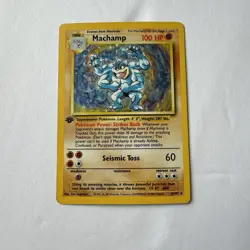 Pokemon 1st Edition Machamp 8/102 Holo Rare Base Set LP - Image 1