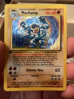 Pokemon TCG Machamp 1st Edition Holo Rare Base Set 8/102 - LP - Image 1