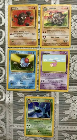 *Australian Print* Pokemon TCG: 1999-2000 Red Logo Fossil Set 5 Cards. MP-HP - Image 1