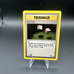 Gambler 60/62 Fossil Regular Common Trainer LP 1st Edition Pokemon WOTC - Image 1