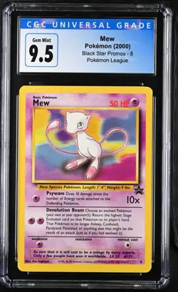 2000 POKEMON LEAGUE BLACK STAR PROMO MEW #8 CGC 9.5 GEM MINT - Image 1