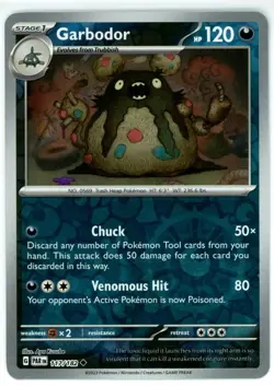 Pokemon TCG Garbodor 117/182 Sv04: Paradox Rift Reverse Holo - Image 1