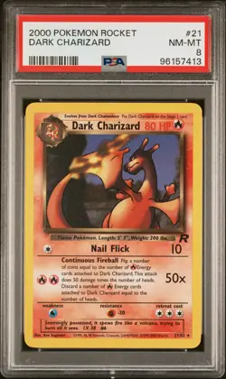 2000 POKEMON ROCKET #21 DARK CHARIZARD PSA 8 - Image 1