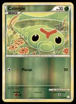 2010 Pokemon HeartGold & SoulSilver Caterpie Spanish #57 Basic/Reverse Holo - Image 1