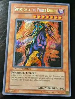 YU-GI-OH SWIFT GAIA THE FIERCE KNIGHT CT1-EN004 SECRET RARE HOLO BLEED LP - Image 1
