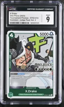 X Drake One Piece 2023 Tournament Promo Judge Pack Vol. 2 #014 CGC 9 MINT - Image 1