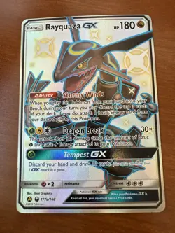 Shiny Rayquaza GX 177a/168 Hidden Fates Full Art Promo Pokemon Card NM - Image 1