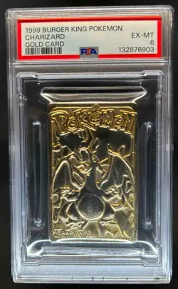 1999 Burger King Pokemon Charizard Gold Card NNO PSA 6 - Image 1