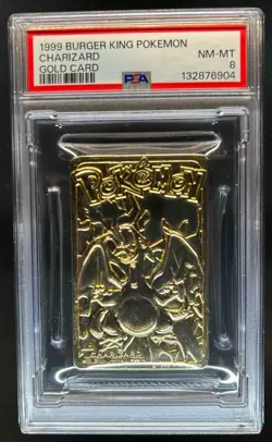 1999 Burger King Pokemon Charizard Gold Card NNO PSA 8 - Image 1