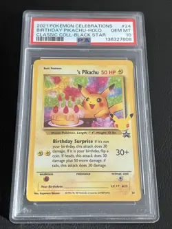 PSA 10 MINT Birthday Pikachu Celebrations Classic Collection Pokemon Card 24 - Image 1