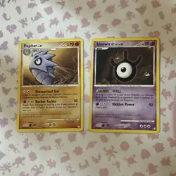 lot of 2 pokemon cards LP, Pupitar (2007) 59/123 + Unown W (2008) 80/146 - Image 1