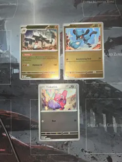 Riolu, Garganacl, Tinkatink Mega Evolution Reverse Holo 3-Card Lot Pokemon NM - Image 1