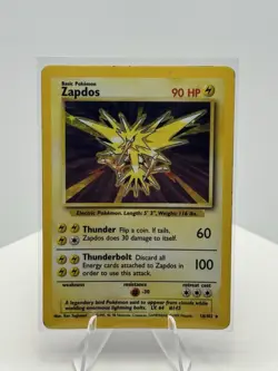 Pokemon TCG Zapdos Base Set Holo Unlimited Holo Rare Vintage Card 16/102 MP - Image 1