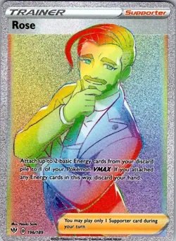 Rose - 196/189 - Darkness Ablaze - Pokemon TCG Card Rainbow Rare NM Trainer - Image 1