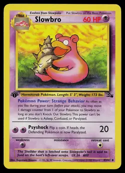 Pokemon Card - Slowbro Fossil 43/62 Uncommon 1st Edition - Image 1