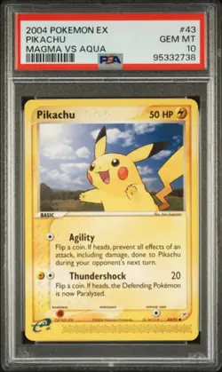 PSA 10 - 2004 EX Team Magma vs Team Aqua Pikachu 43/95 Pokemon Card - Image 1