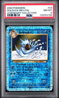 2002 POKEMON LEGENDARY COLLECTION #43 GOLDUCK-REVERSE FOIL PSA 8 - Image 1