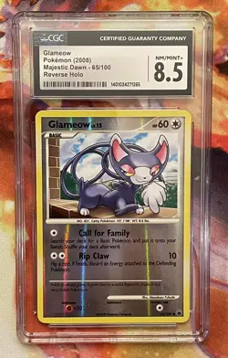 2008 Pokemon EX Majestic Dawn #65/100 Glameow Reverse Holo CGC 8.5 NM-MT+ - Image 1