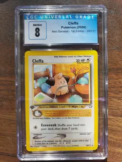 Pokemon TCG Cleffa Neo Genesis 20/111 1st Edition Rare Graded CGC 8 NM to Mint - Image 1