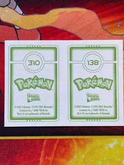 Pokemon Merlin Topps Ultimate Stickers 2005 Omanyte #138 Manectric #310 - Image 2