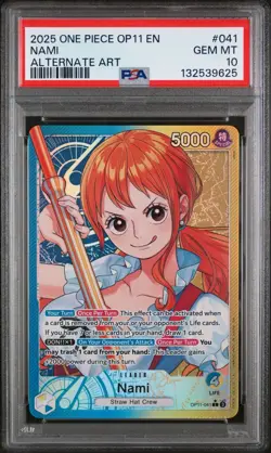 One Piece Nami Alternate Art OP11-041 PSA 10 Gem Mint English - Image 1