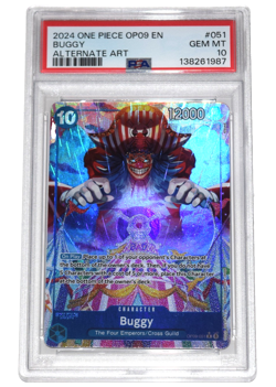 One Piece ~ BUGGY ~ PSA 10 ~ Alternate Art OP09-051 ~ Emperors of the New World - Image 1
