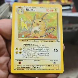 Pokemon Raichu Fossil Holo Rare Card 14/62 English 1999 Unlimited 90 HP - Image 1