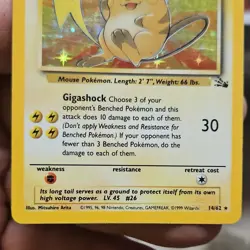 Pokemon Raichu Fossil Holo Rare Card 14/62 English 1999 Unlimited 90 HP - Image 2